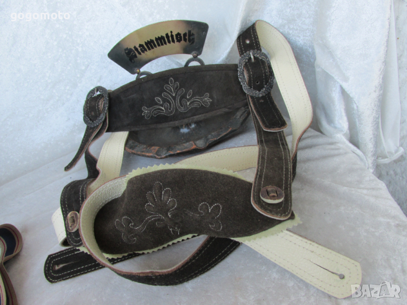 РЕТРО Тиранти - естествена  КОЖА ТИРОЛСКИ, АВСТРИЙСКИ мъжки тиранти, снимка 1