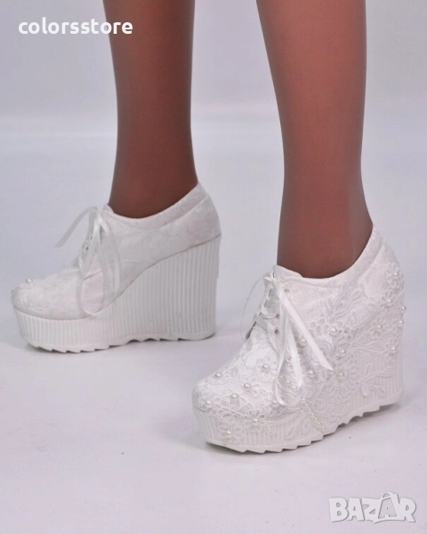 Обувки на платформа - бели - 2507 , снимка 1