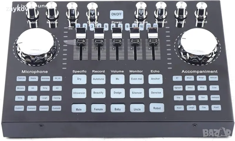 Звукова карта, K1 звукова карта на живо и аудио интерфейс, многофункционален Bluetooth звуков миксер, снимка 1