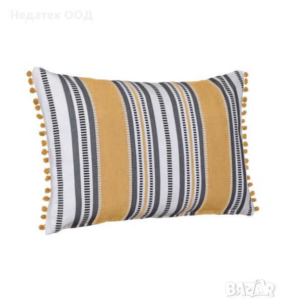 Декоративна  възглавница, 60x40 cм, Горчица/ сиво/ бяла, снимка 1