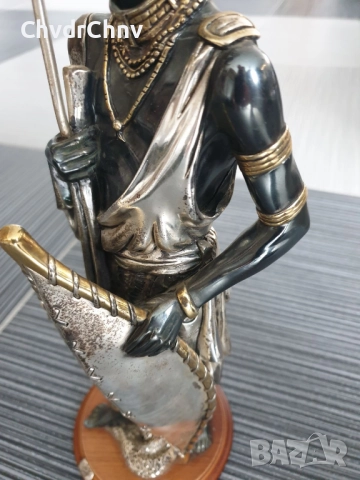 CIARTE Blackmoor статуетка посребрен резин 39см/италианска фигура на негър-войн/злато-сребро 925, снимка 9 - Статуетки - 52897142