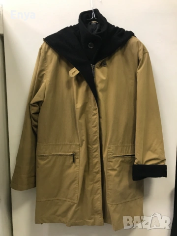 Дамско зимно яке с качулка - цвят "горчица"