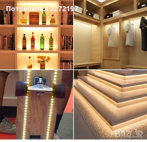 Лед светеща лента със сензор за включване,изключване,бяла светлина,1 метър, снимка 5 - Лед осветление - 41081041