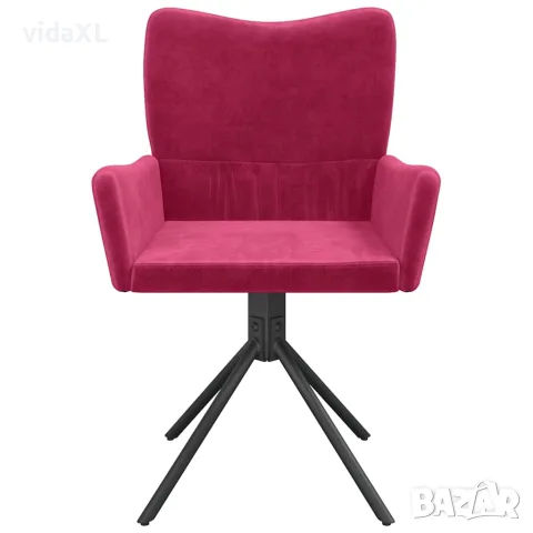 vidaXL Въртящи трапезни столове, 2 бр, виненочервени, кадифе, снимка 5 - Столове - 56147133