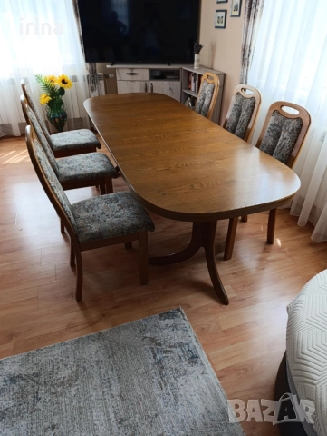 комплект шест стола от масив, снимка 4 - Маси - 51561671