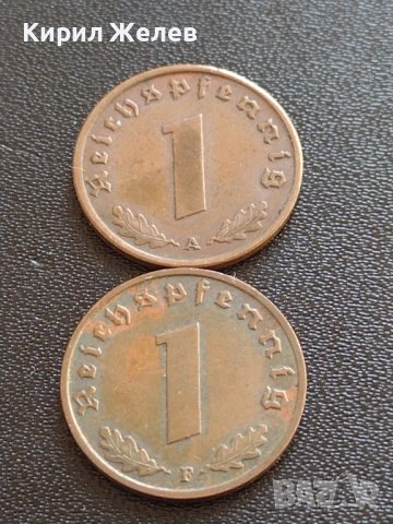 Две монети 1 райхспфенинг 1939г. / 1 райхспфенинг 1940г. Трети райх с СХВАСТИКА редки 37771, снимка 1 - Нумизматика и бонистика - 40649166