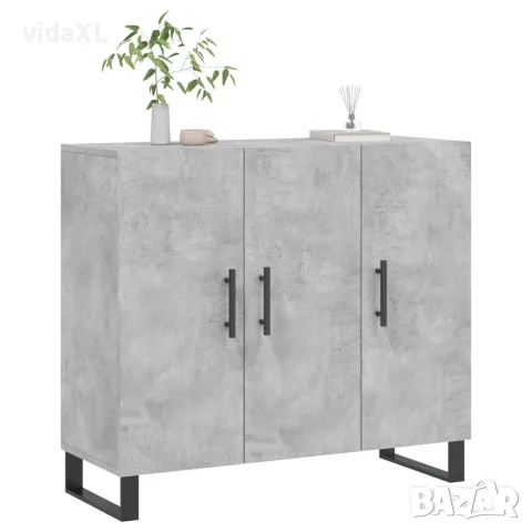 vidaXL Сайдборд, бетонно сив, 90x34x80 см, инженерно дърво, снимка 3 - Бюфети - 56147930