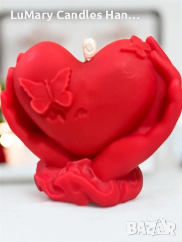 Свещ “ Сърце в ръце”, снимка 5 - Декорация за дома - 53224608