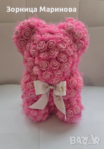 Мече от рози, 20 см, снимка 2 - Други - 52130727