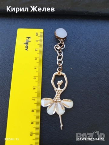 Висулка Балерина с кристали седеф красив стилен дизайн 25904, снимка 5 - Колиета, медальони, синджири - 51591821