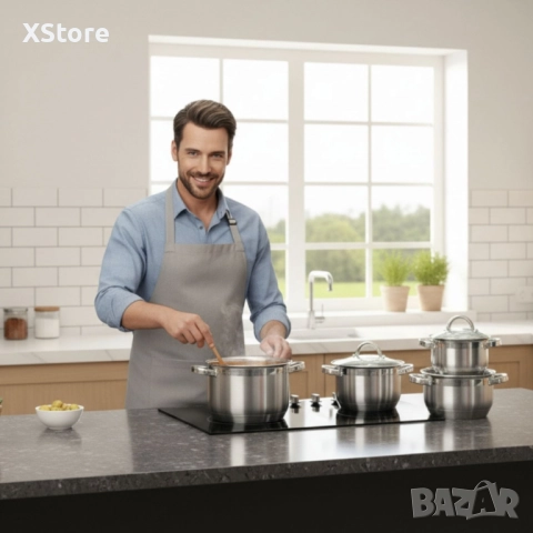 Комплект тенджери Cheffinger 8PCS – професионално качество у дома, снимка 4 - Съдове за готвене - 52496814