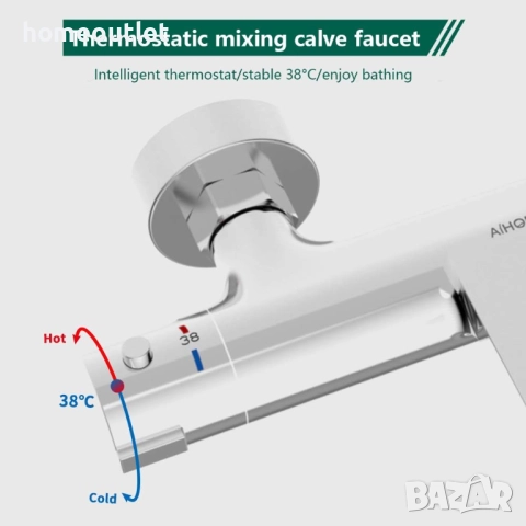 ПРОМОЦИЯ Термостатен смесител за вана и душ с каскаден водопад AIHOM ZM300031 SILVER, снимка 6 - Смесители - 51985847