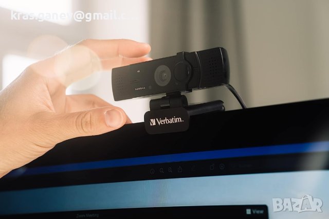 Оригинална Verbatim уеб камера с двоен микрофон, външна камера за компютър или лаптоп с Ultra HD 4K , снимка 6 - Камери - 41461913