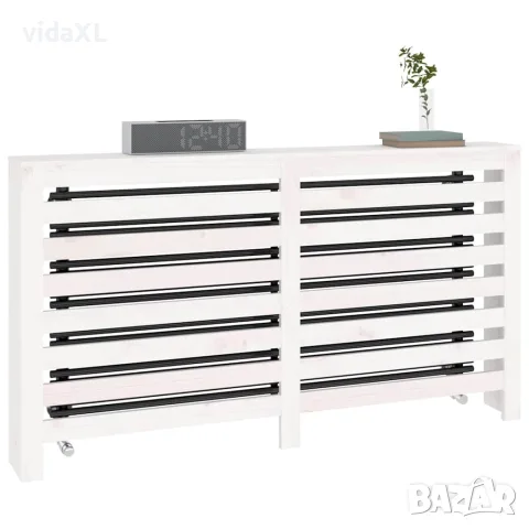 vidaXL Параван за радиатор бял 153x19x84 см борово дърво масив, снимка 4 - Паравани - 56148038