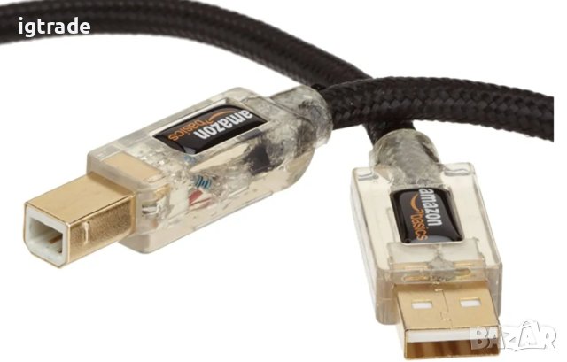 1.8 метра USB 2.0 A към USB B кабел с подсветка  - Amazon Basics