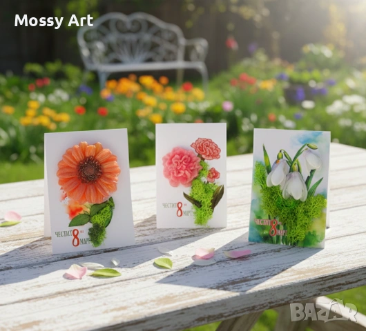 За 8ми март декорации със скандинавски мъх, снимка 3 - Декорация за дома - 53691501