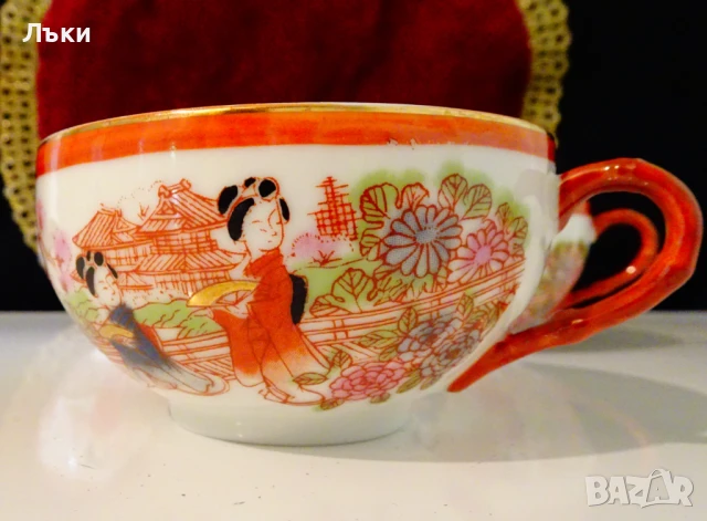 Чаша японски костен порцелан 58 гр.,злато. , снимка 3 - Антикварни и старинни предмети - 51216141