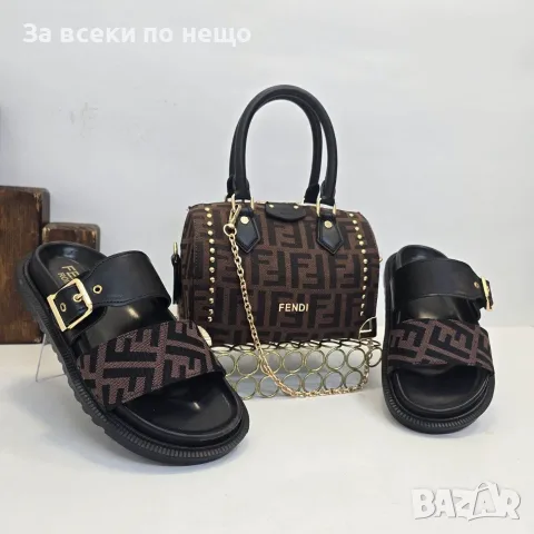 Fendi Дамски Кафяви Чехли Фенди Код SEM-686, снимка 3 - Чехли - 55965468