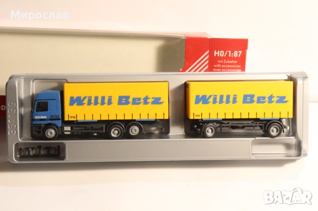 HERPA H0 1/87 MERCEDES ACTROS WILLI BETZ КАМИОН МОДЕЛ, снимка 2 - Колекции - 53669931