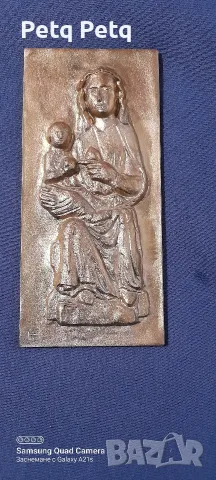 бронзова католическа икона, снимка 5 - Други ценни предмети - 56329422