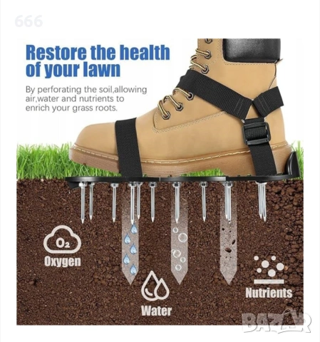 Аератор за тревни площи, ARSA GO, комплект с 2 аератора, 28 зъба, 3 стабилизиращи ленти, универсален, снимка 5 - Други - 53251168