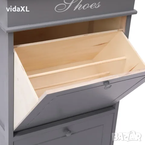 vidaXL Шкаф за обувки, сив, 50x28x98 см, дърво от пауловния, снимка 7 - Шкафове - 56146540