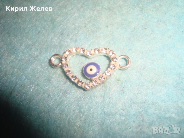 ПОСРЕБРЕНО СЪРЧИЦЕ ОКОТО на НАЗАР - ЕМАЙЛ с ЦИРКОНИ БЕЛ ЕПОК БИЖУ МЕДАЛЬОН ПРОТИВ УРОКИ 25324, снимка 4 - Други - 35666154