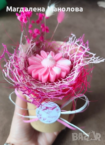 Букетче със соева свещ, снимка 2 - Декорация за дома - 53534378