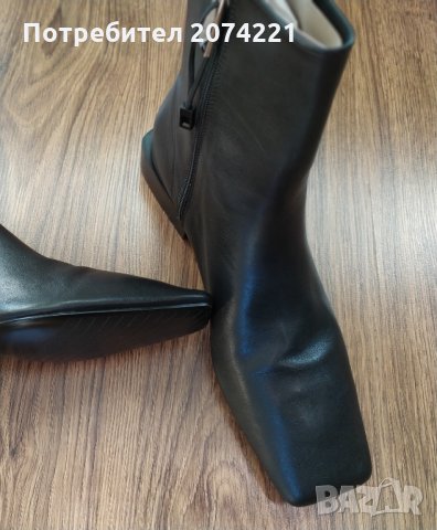 Боти с квадратен ток и връх от естествена кожа, снимка 4 - Дамски боти - 34023709