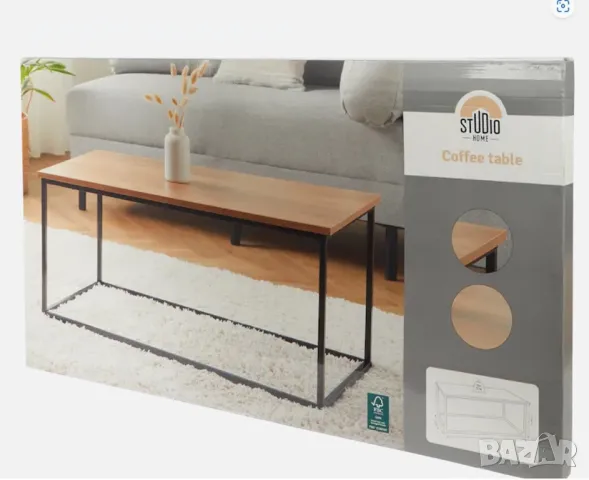 Холна маса от Studio Home с метални крака и плот от MDF- 90 х 48 х 40 см, снимка 1