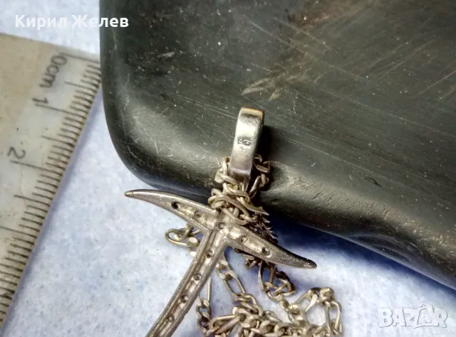СКЪПОЦЕНЕН СРЕБЪРЕН КРЪСТ РОДИРАНО СРЕБРО 925 с БЛЕСТЯЩИ ЦИРКОНИ и СРЕБЪРНА ВЕРИЖКА СРЕБРО 925 30605, снимка 5 - Колиета, медальони, синджири - 49328829