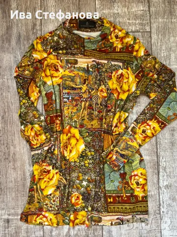 100% оригинална маркова еластична вискоза елегантна блуза Alfredo Pauly барок винтидж ретро стил , снимка 2 - Блузи с дълъг ръкав и пуловери - 47272771