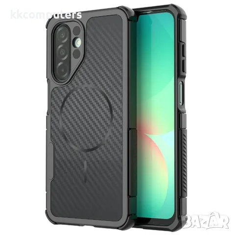За Samsung Galaxy A27 5G Магнитен TPU PC Калъф Carbon Fiber с Подсилени Ъгли и Скрийн Протектор – 4 