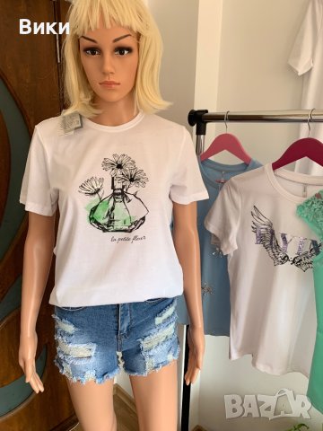 Бяла тениска Only , снимка 4 - Тениски - 41224545