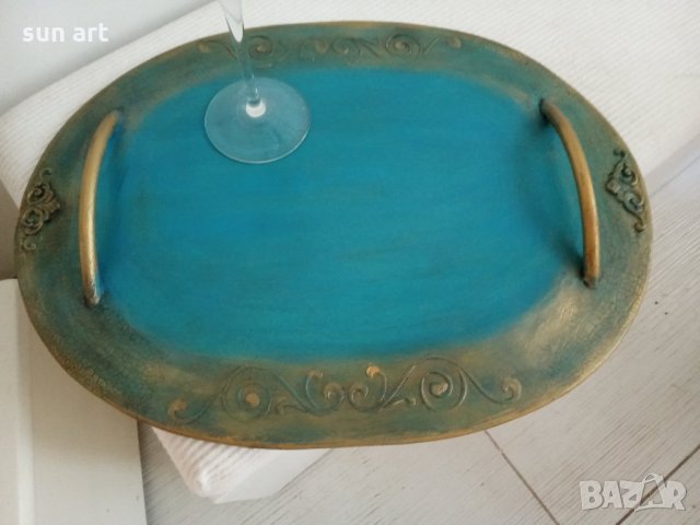 арт- плато  за сервиране в тюркоазеносиньо, снимка 8 - Декорация за дома - 34145732