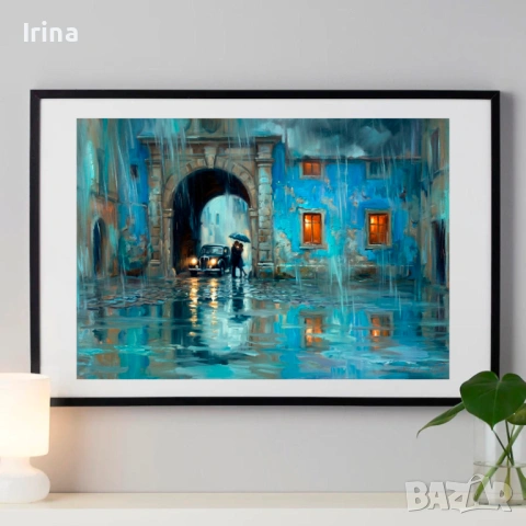 Картина "Ноктюрн в синьо-лазурни тонове"- art digital, снимка 3 - Картини - 53723641