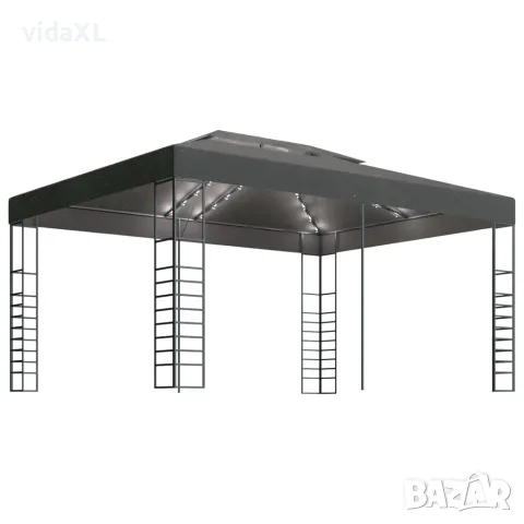vidaXL Шатра с LED светещи стрингове, 3х4 м, антрацит（SKU: 3070308）