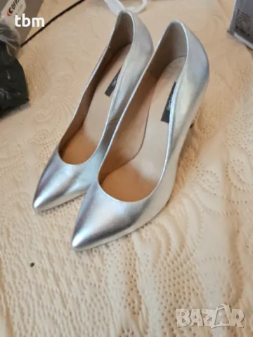 Сребристи обувки, естествена кожа, Kiomi