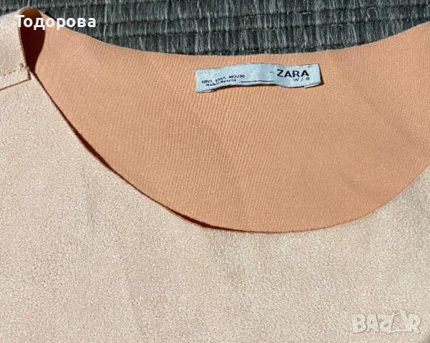 Блуза ZARA бледорозова тип велурена, снимка 2 - Блузи с дълъг ръкав и пуловери - 53394036