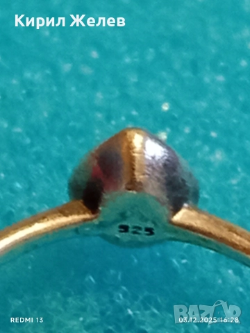 Нежен сребърен пръстен със капковиден камък майсторска ръчна изработка 35438, снимка 7 - Пръстени - 52640273
