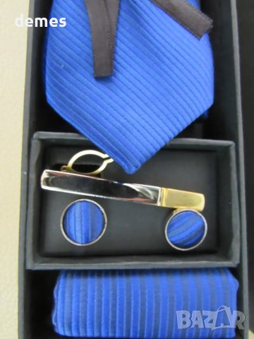 Сет за мъже от 4 елемента-вратовръзка, бутонели, игла, кърпичка, новнов, снимка 2 - Други - 50230065