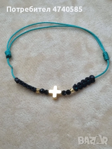 Гривни от конец, с позлатени топчета , снимка 6 - Гривни - 53616643