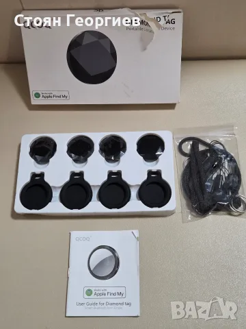 четири броя черни Bluetooth тракери QCOQ Diamond Tag Portable Locator Device