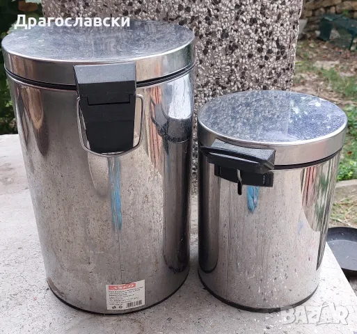 кошче за боклук с педал, цвят инокс 2 бр., кошчета с капак и педали, снимка 5 - Аксесоари за кухня - 56214339