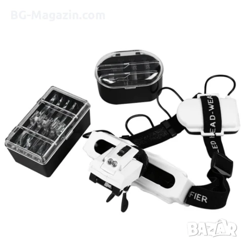 Професионална мощна увеличителна лупа за глава с LED осветление за часовникари бижутери око лед , снимка 14 - Други инструменти - 50921196