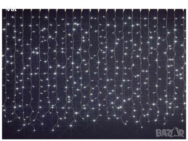 Коледна украса- LED светеща завеса, 300х60см цветове- жълт и многоцветен Дебел кабел, снимка 9 - Декорация за дома - 52503399