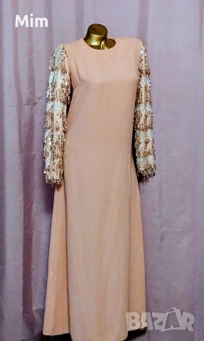 FEYZA S Дълга свободна рокля с дълъг ръкав с пайети 