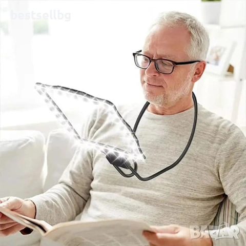 Голяма увеличителна лупа за врат с LED осветление за четене шиене бордиране гоблени USB зареждане, снимка 11 - Други инструменти - 53090715