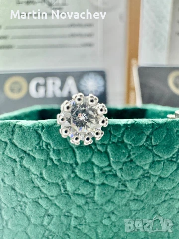 Сребърни обеци с мойсанит (Диамант) 0.5 карата, снимка 13 - Обеци - 51370927