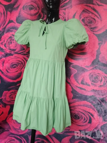 Sinsay ярко зелена къса разкроена рокля М, снимка 4 - Рокли - 51228967